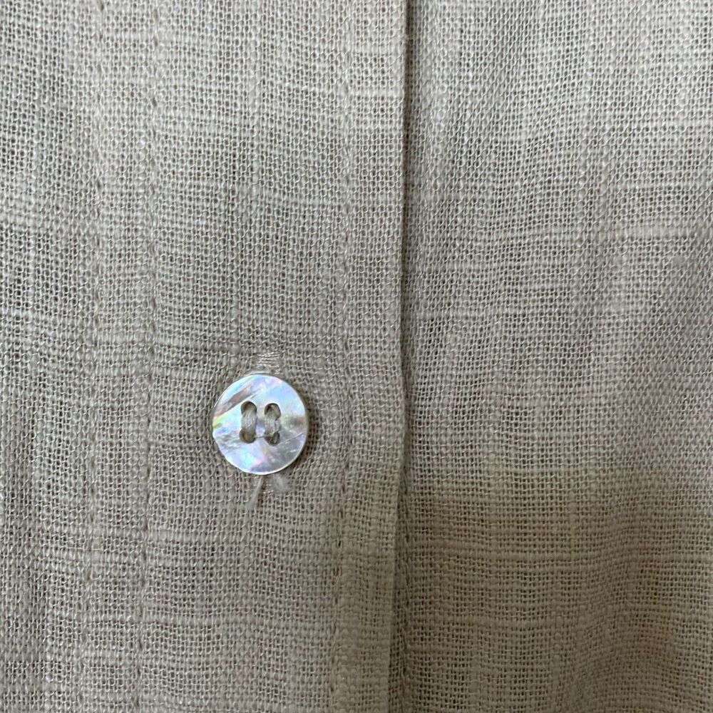 Zara Oversized Linen Blend Shirt Womens Medium Long Sleeve Beige Button Down Top - Picture 10 of 12
